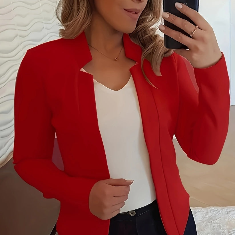 A Solid-colored Long-sleeved Coat For Ladies