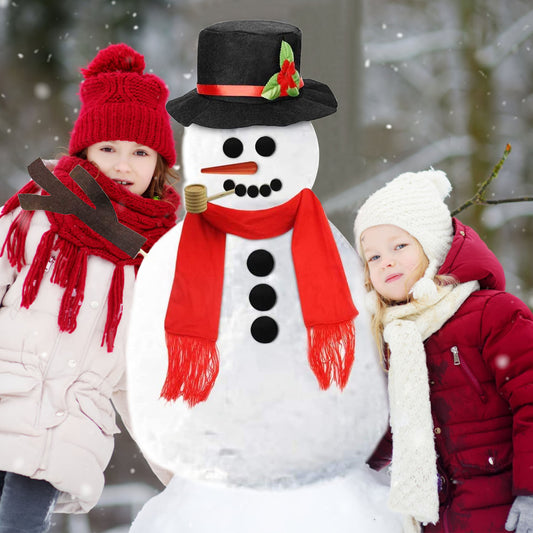 1Set 16Pcs Snowman Decorating Dressing Kit Winter Party Kids Outdoor Toys Christmas Decoration Gift Hat Scarf Eye Mouth Nose Accessories