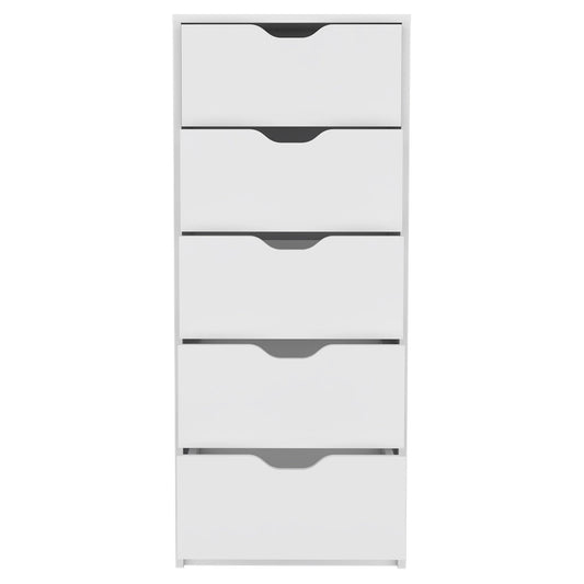 18" White Five Drawer Standard Chest