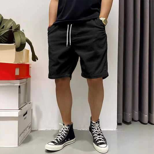 Men's Cargo Shorts Summer Vintage Corduroy Drawstring Pants With Pockets