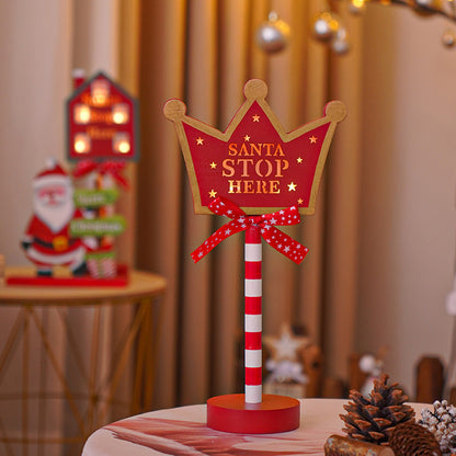 Christmas Road STOP Decorative Lights Wooden Atmosphere Led Colored Lamp