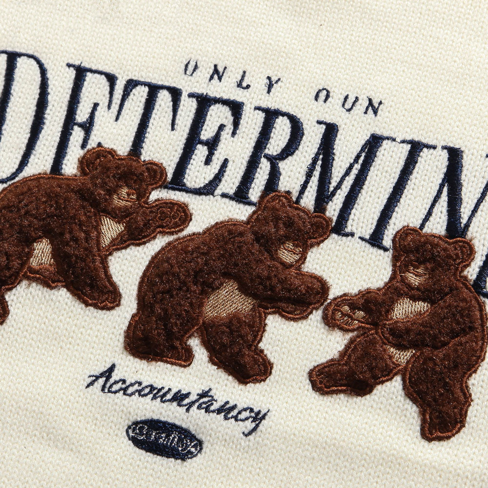 Little bear contrast net red sweater