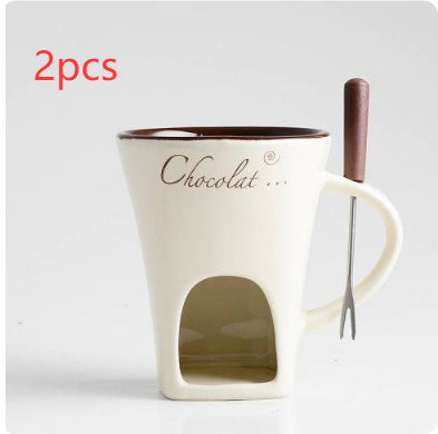 Fondue Mug Set Personal Mini Fondue Pots Chocolate Cheese Ice Cream Fondue Maker Kit Individual Butter Melter Cup Small Warmer Kitchen Gadgets