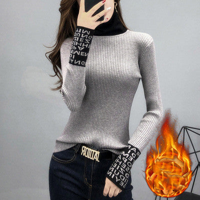 Plush thick knitted base sweater