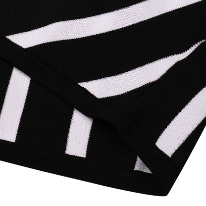 Off-the-shoulder Striped V-neck Sweater