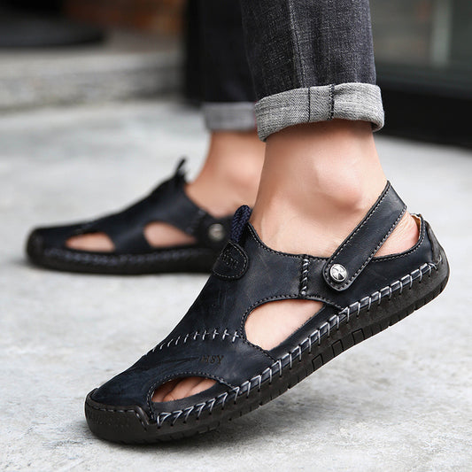Men's Closed Toe Sandals Summer Adjustable Slides Slippers Fashion Beach Shoes
