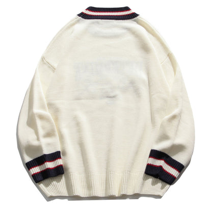 Little bear contrast net red sweater