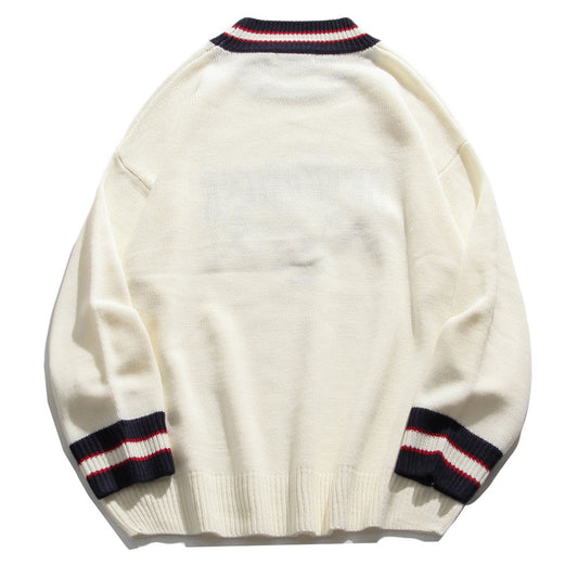 Little bear contrast net red sweater