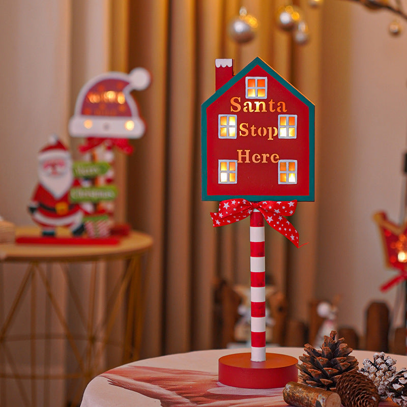 Christmas Road STOP Decorative Lights Wooden Atmosphere Led Colored Lamp