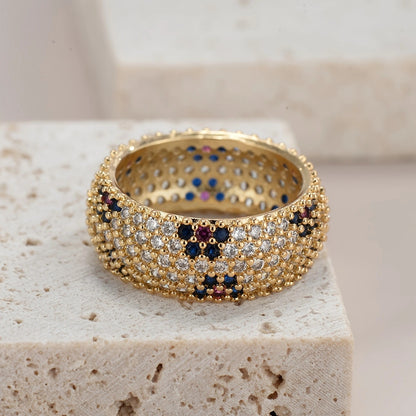 Live Broadcast Cross-border Hot Selling Full Diamond Color Zirconium Ring