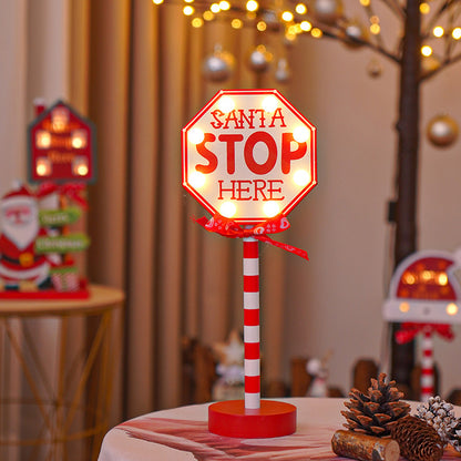 Christmas Road STOP Decorative Lights Wooden Atmosphere Led Colored Lamp