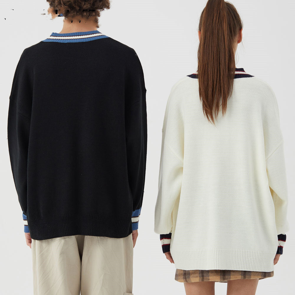 Little bear contrast net red sweater