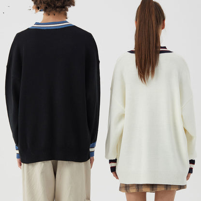 Little bear contrast net red sweater