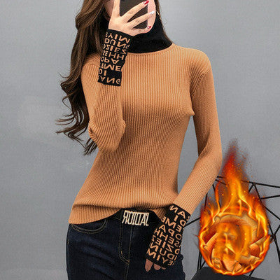 Plush thick knitted base sweater