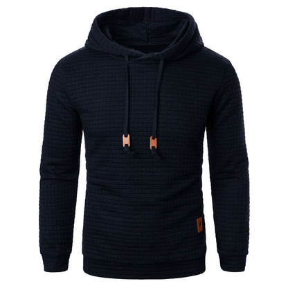 Men's Jacquard Hooded Sweater Long-sleeved Hoodie Warm Solid Sports Top