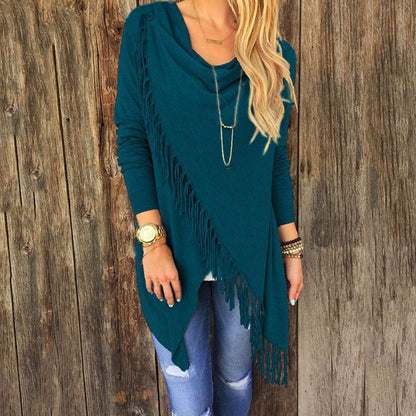 New European and American explosion models Medium long classic Slim classic tassel slash style girl coat shirt