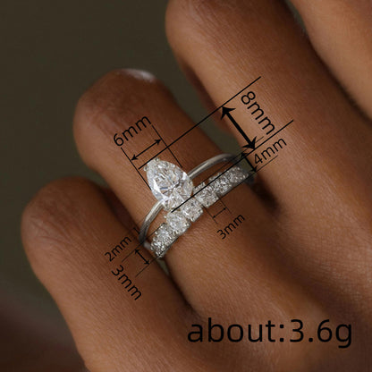 European And American Drop-shaped Design Zircon Ring Fashionable And Exquisite