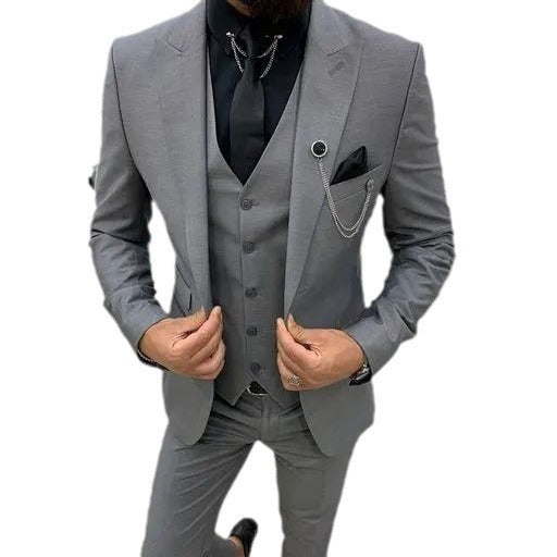Suit Men's Three-piece Suit Host Banquet Plus Size Men's Simple Slim Fit