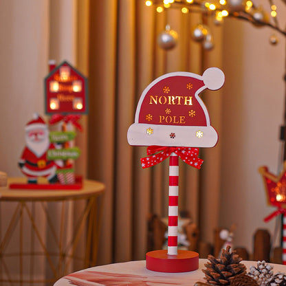 Christmas Road STOP Decorative Lights Wooden Atmosphere Led Colored Lamp