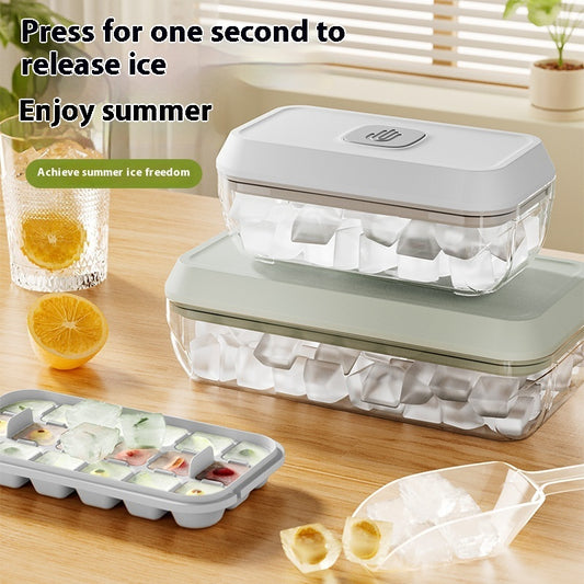 32 Grid Silicone Ice Cube Tray Mould With Lid Shovel Storage Box Remove With One Click Ice Maker DIY Whiskey Cocktail Tools Summer Kitchen Gadgets