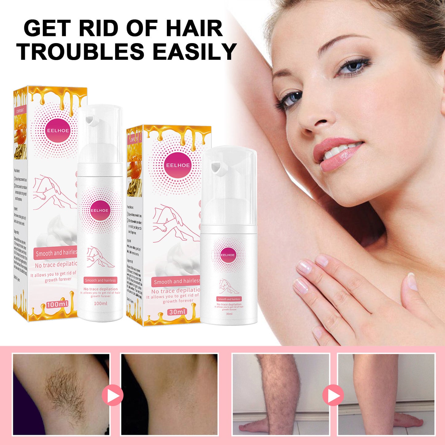 30ml 100ml Hair Removal Spray Depilatory Armpit Hair And Legs Hair Foam Mousse And Removal Is Gentle Hair Cream Spray Non-irritating