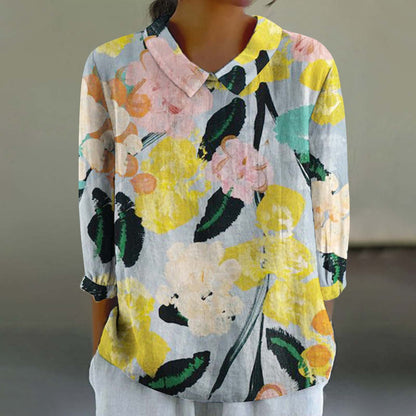 Women's Fashionable Retro Chinese Style Floral Print Shirt