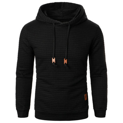 Men's Jacquard Hooded Sweater Long-sleeved Hoodie Warm Solid Sports Top