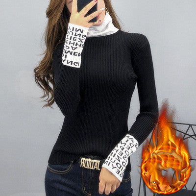 Plush thick knitted base sweater