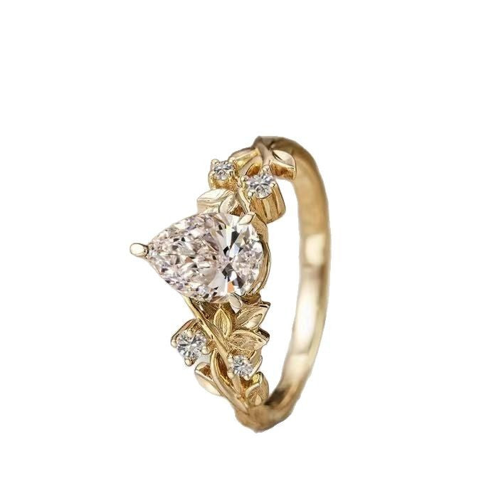 Twigs Ring Women's Stylish Water Drop Zircon