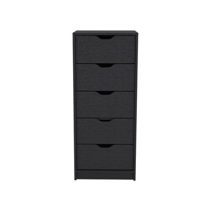 18" Black Five Drawer Standard Chest