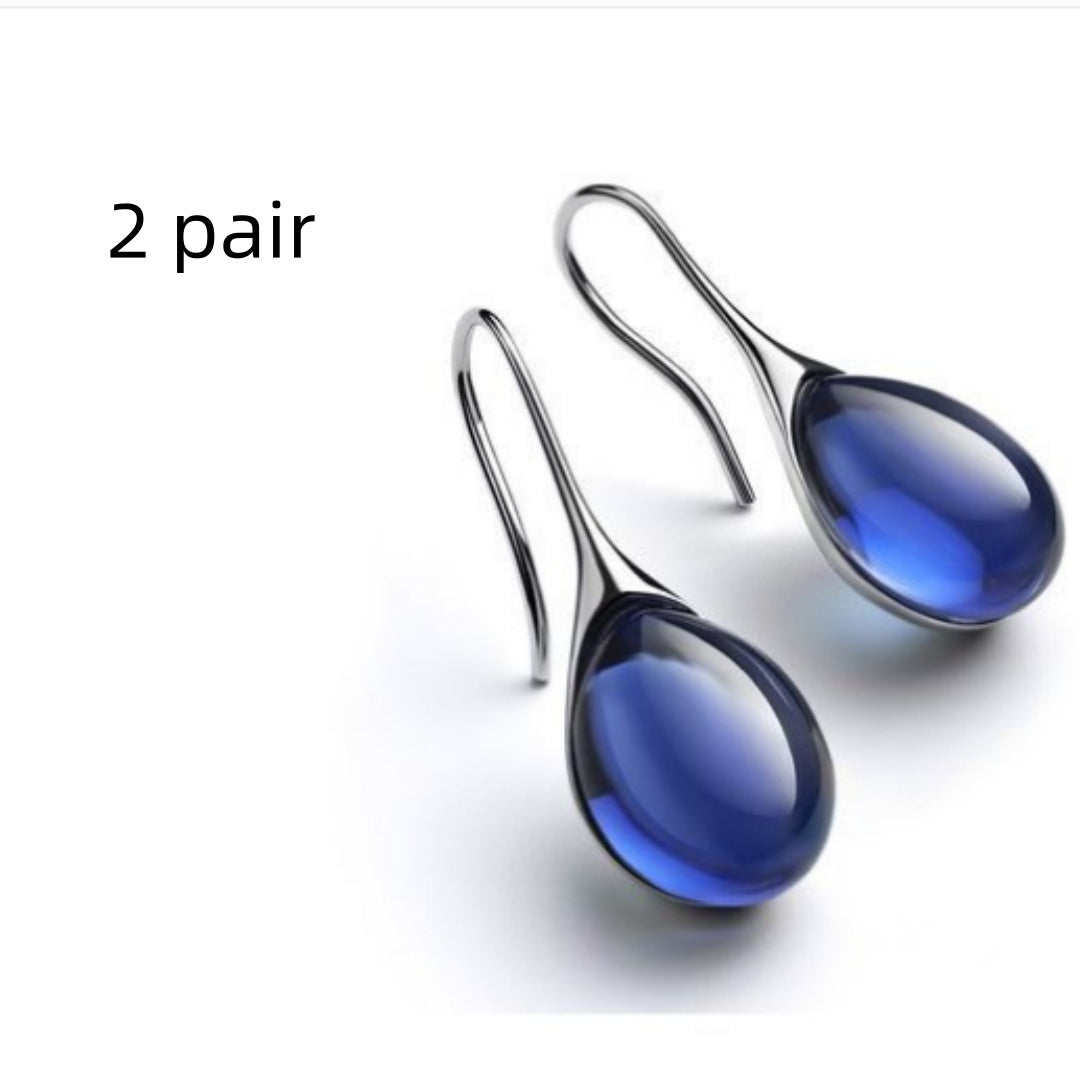 Four Color Inlaid Opal Earrings European And American Ladies Fashion Earrings