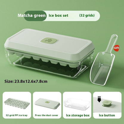 32 Grid Silicone Ice Cube Tray Mould With Lid Shovel Storage Box Remove With One Click Ice Maker DIY Whiskey Cocktail Tools Summer Kitchen Gadgets
