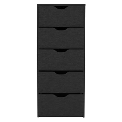 18" Black Five Drawer Standard Chest