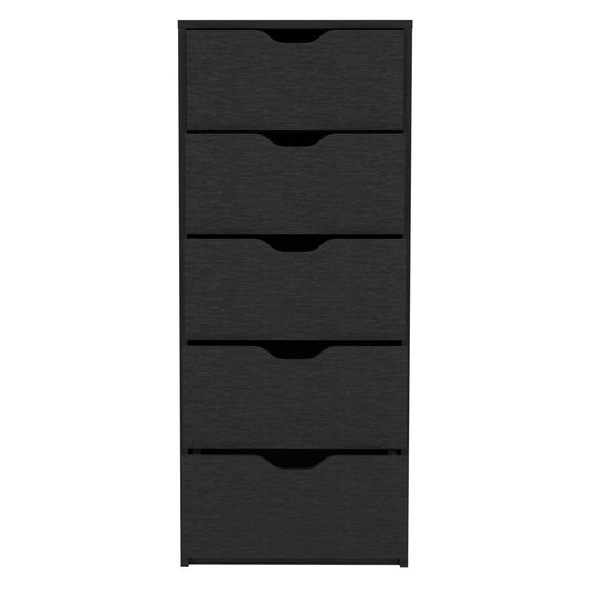 18" Black Five Drawer Standard Chest