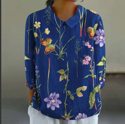 Women's Fashionable Retro Chinese Style Floral Print Shirt