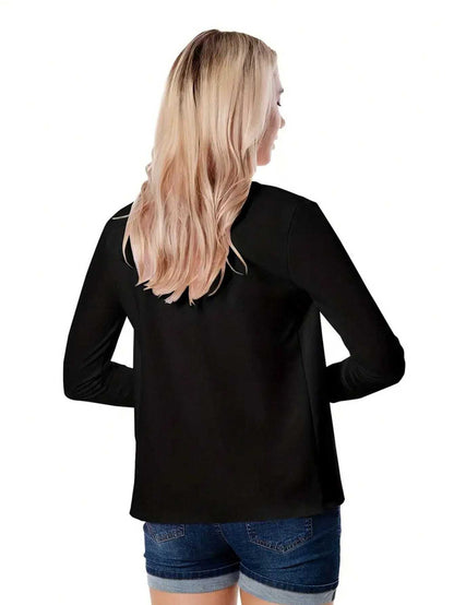 A Solid-colored Long-sleeved Coat For Ladies