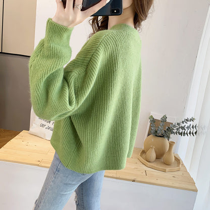 Lazy Style Solid Color Sweater Cardigan Women Jacket