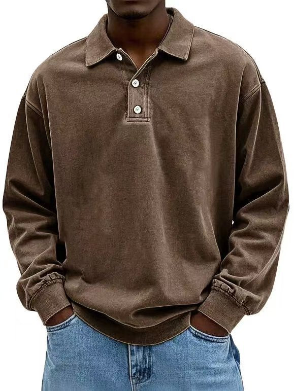 Fall Men's Long Sleeve Polo Shirts Casual Breathable Comfortable Tees Shirt Solid High Quality Sweatshirt Male T-Shirt