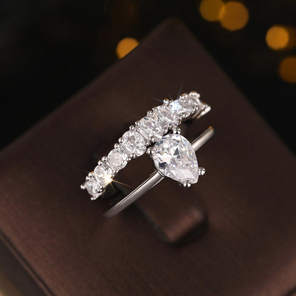European And American Drop-shaped Design Zircon Ring Fashionable And Exquisite