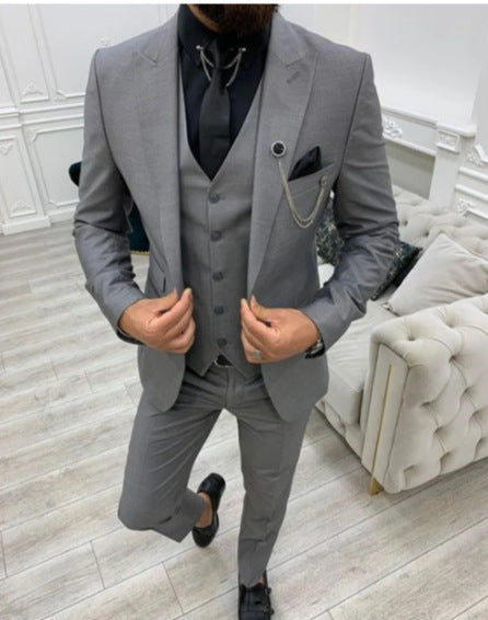 Suit Men's Three-piece Suit Host Banquet Plus Size Men's Simple Slim Fit