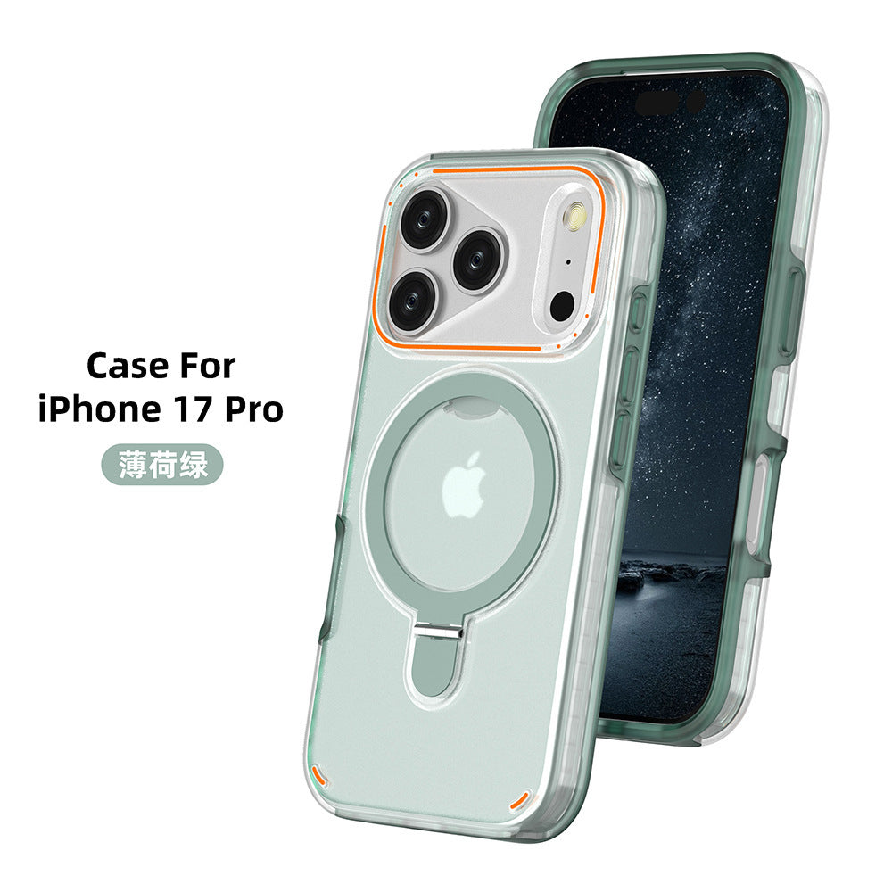 360 Rotation Stand Holder Magnetic Matte Phone Case For I-Phone 17 Pro 17 Max Plus Shockproof Protection Cover Shell