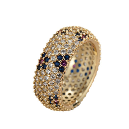 Live Broadcast Cross-border Hot Selling Full Diamond Color Zirconium Ring