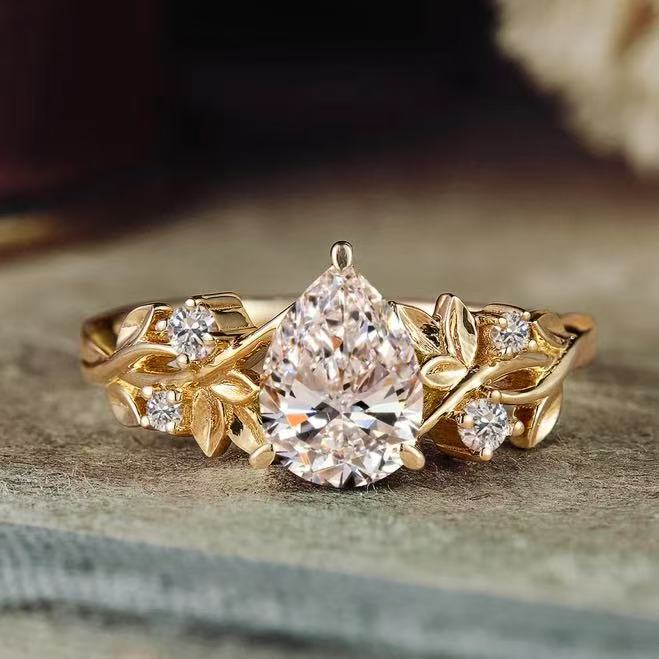 Twigs Ring Women's Stylish Water Drop Zircon