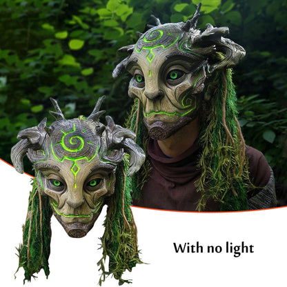 Halloween Glowing Mask Forest Elf Old Man Latex Mask Realistic Full Head Masks Headgear MasqueradeCosplay Party Props
