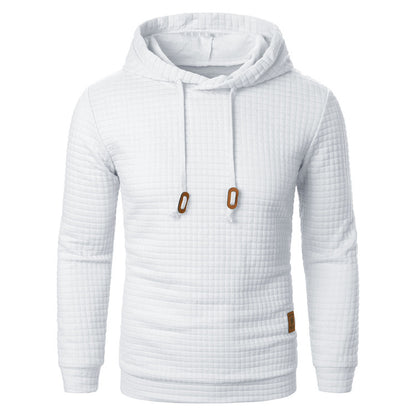 Men's Jacquard Hooded Sweater Long-sleeved Hoodie Warm Solid Sports Top