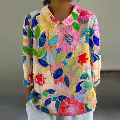 Women's Fashionable Retro Chinese Style Floral Print Shirt