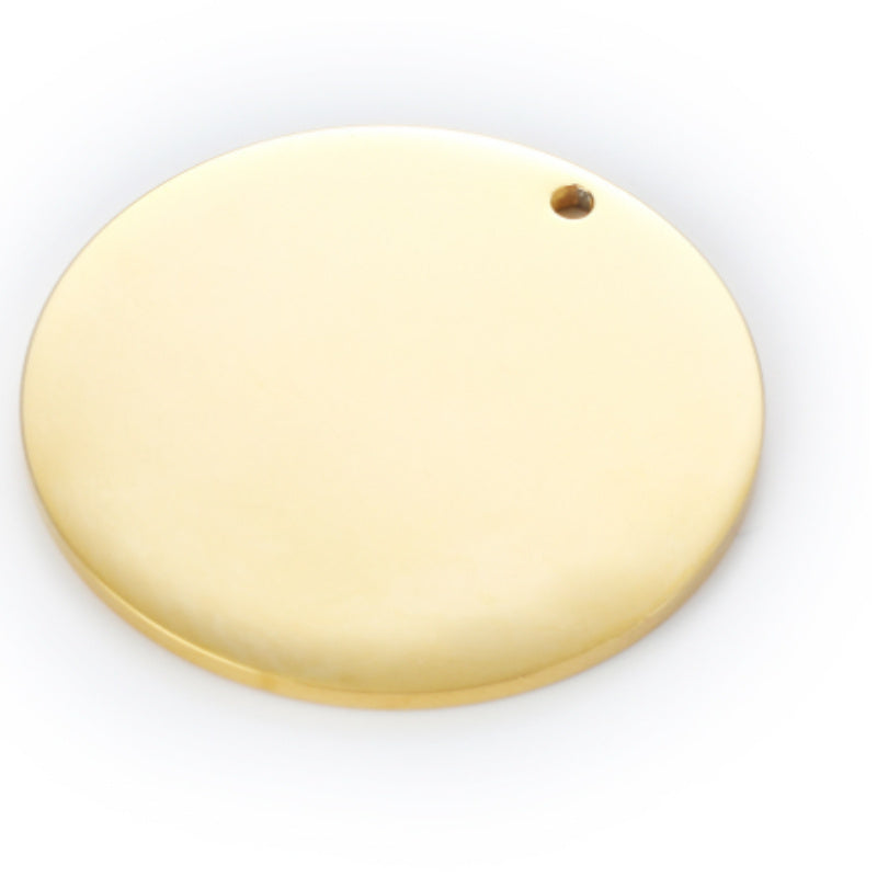 Stainless Steel Mirror Polished  Disc Round Dog Tag Charm Pendant For Bracelet Necklace DIY Jewelry Key Ring
