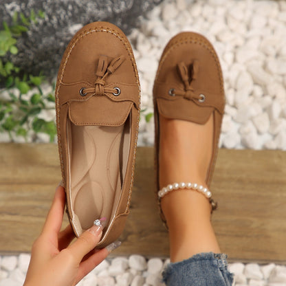 Women's Round Head Loafers Fashion Non-slip Soft Comfortable Flats Shoes