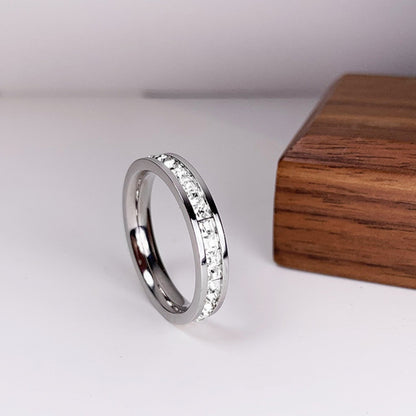 INS Rings Titanium Steel Couple Single And Double Row Diamond Ring