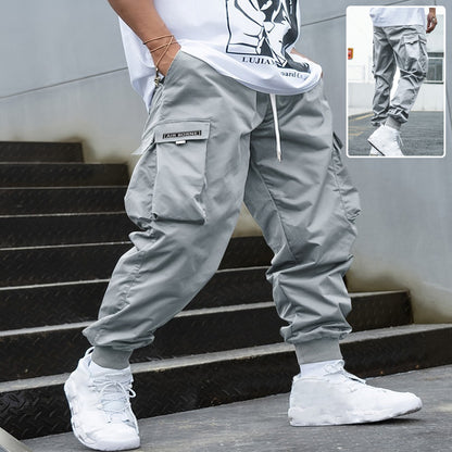 Multi-pocket Cargo Pants Men's Casual Hip-Hop Drawstring Trousers Outdoor Streetwear Sports Pant